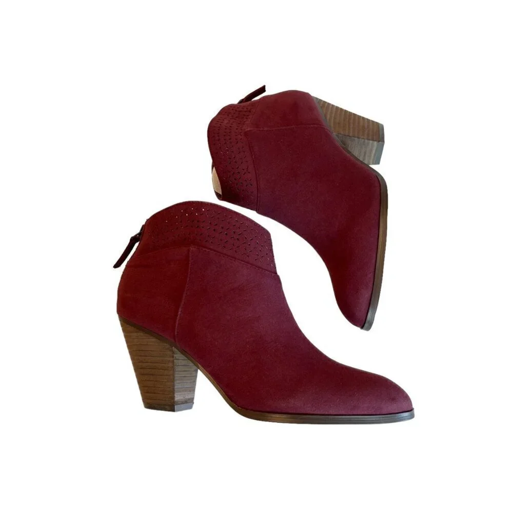 Violet & Red Women's Jackson Lazer Cut Topline Bootie Burgundy Size 10 NWT